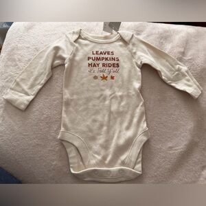 NWT Cream Long Sleeve Baby Onesie with Fall Print